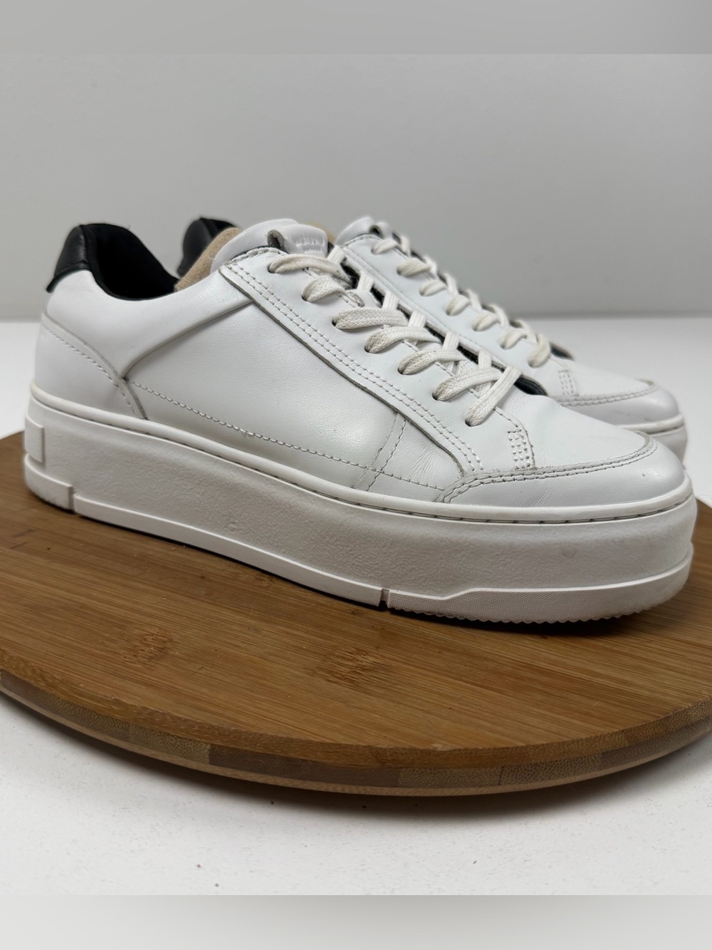 Vagabond “Judy” White Leather Platform Lace-Up Sneakers